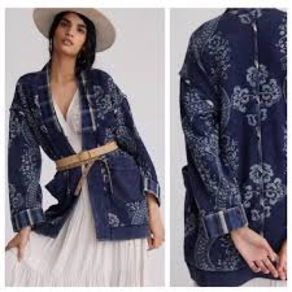 Anthropologie Jackets & Blazers - Anthropologie Pilco Quilted Denim Kimono Jacket size S/M NWT